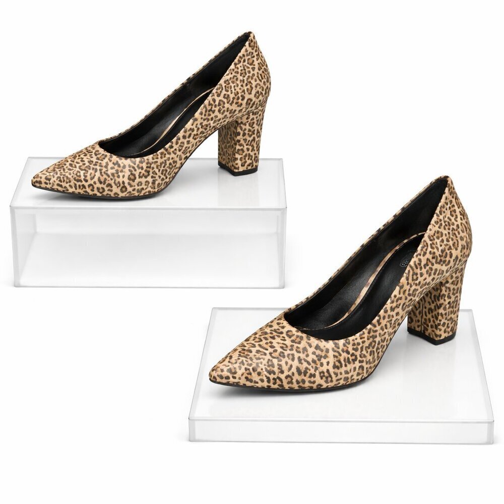 EXPRESS Leopard Print Calf Hair Leather Pointed Toe Heels Pumps Size 7
